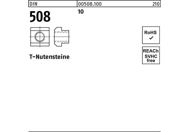Productafbeelding T-gleufmoer DIN 508 M 6 x 8 10 voor T-gleuven 8 mm