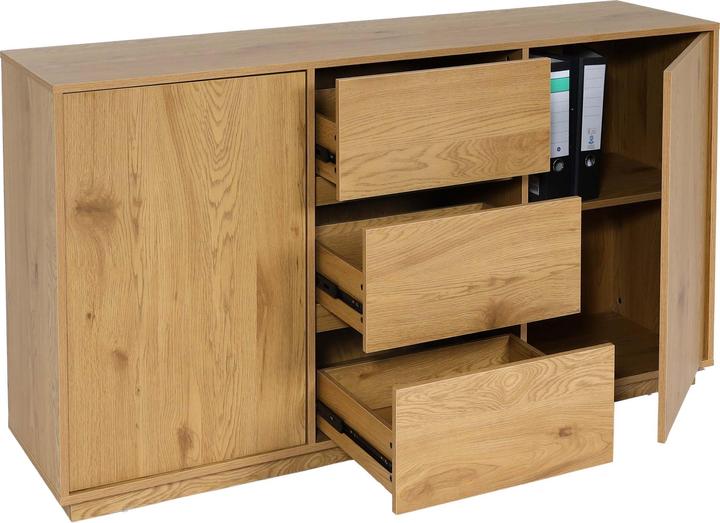 Immagine prodotto Swisshandel24 Credenza HWC-J78, cassettiera con cassetto alto, MDF soft-close 86x160x40cm look rovere (86 x 160 x 40 cm)