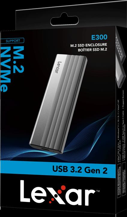 Actual product image Lexar Boitier external USB 3.2 E300 - NVMe M.2 Type 2280 (Argent) (USB-C)