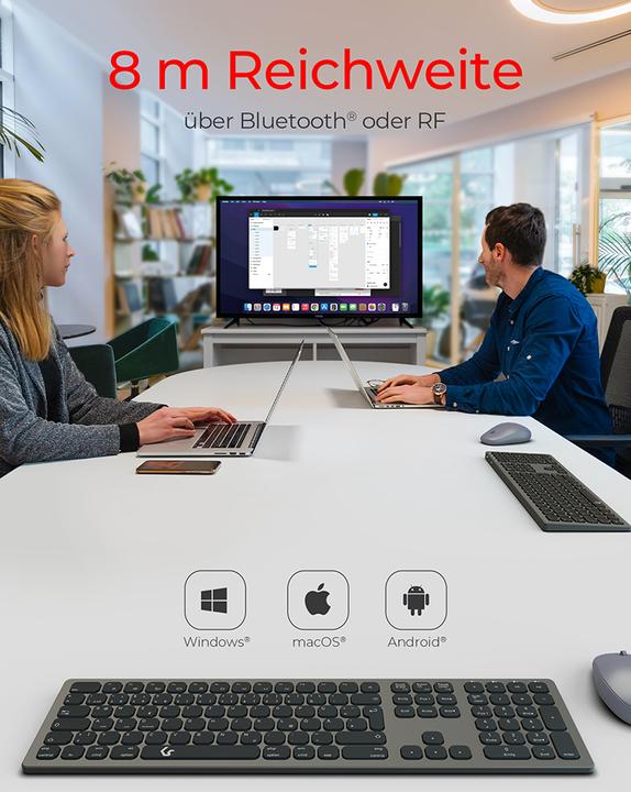 Image du produit KeySonic Clavier Full-Size en aluminium, Bluetooth® & RF, pour Win & macOS (DE, Sans fil)