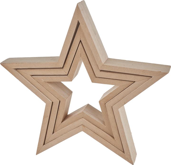 Produktbild VBS Holz-Sterne "Frame", 3er-Set, MDF-Holz furniert