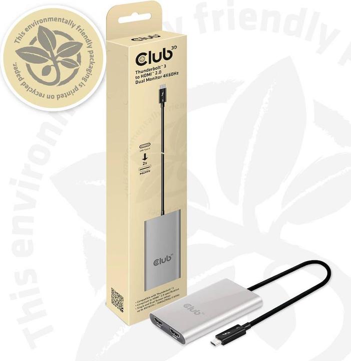 Produktbild Club 3D Thunderbolt 3 auf Dual HDMI 2.0 (HDMI, 20 cm)