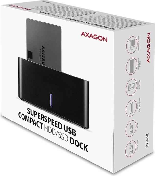 Immagine prodotto Axagon ADSA-SN Storage Drive Docking Station USB 3.2 Gen 1 (3.1 Gen 1) Type-A Nero (2.5", 3.5")