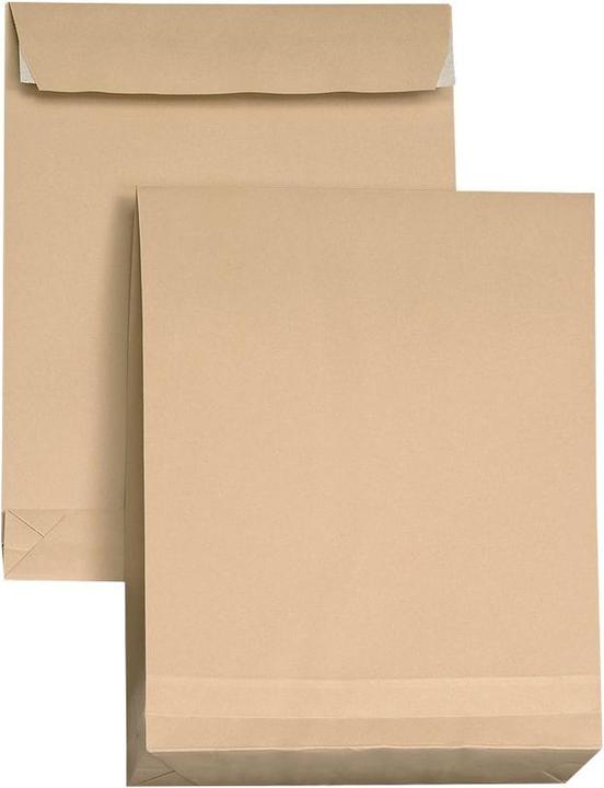 Produktbild Mailmedia Faltentaschen mit Haftklebestreifen, B4 ohne Fenster, braun, 130 g-qm, 40 mm Falte (390... (5 x)