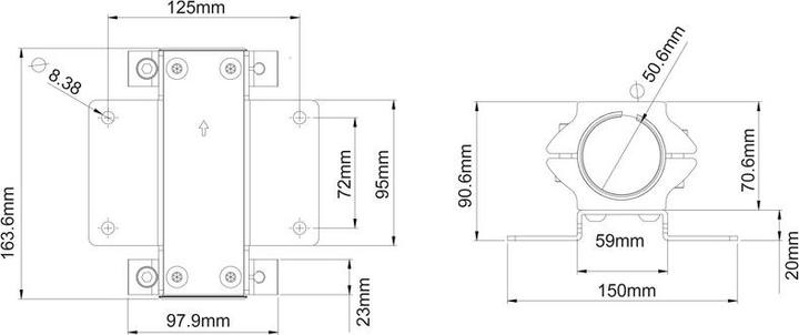 Actual product image Multibrackets Tube clamp Ø50mm, for Pro System, metal