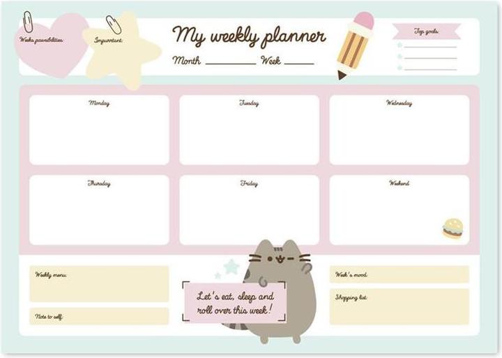 Calendario settimanale delle note Pusheen Block, 29,7 x 42 cm (A3)