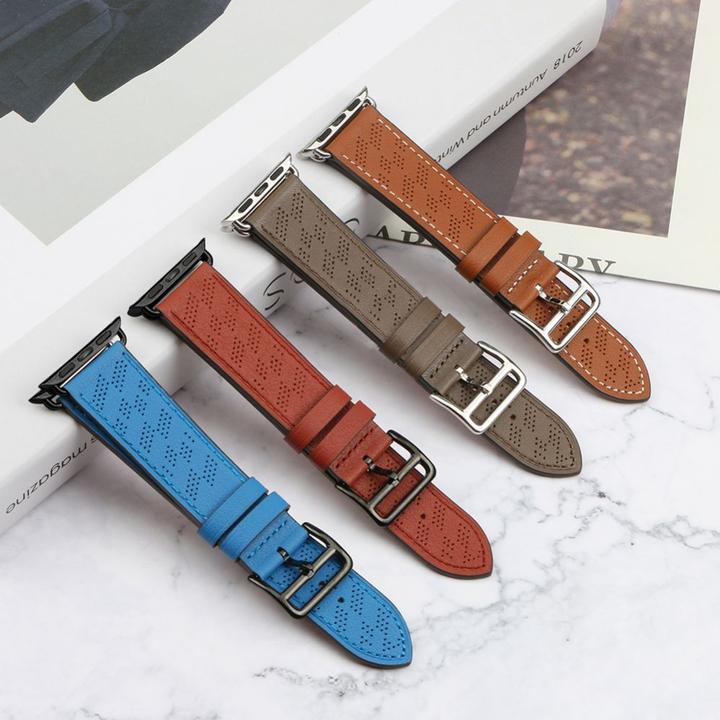 Produktbild Hurtel Armband Leder Lederarmband Apple Watch SE, 9, 8, 7, 6, 5, 4, 3, 2, 1 (41, 40, 38 mm) Bandarmband bra (Naturleder)