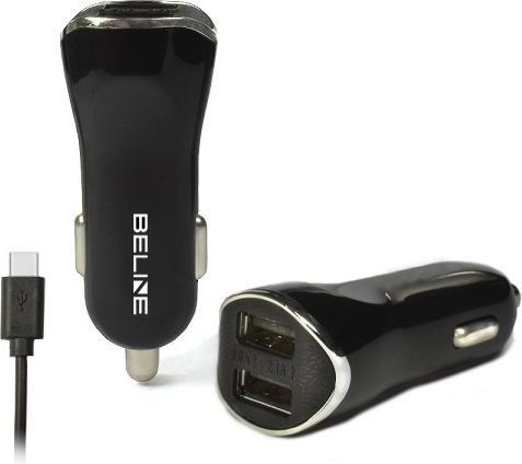 Produktbild Beline Ład. sam. 2xUSB + USB-C 2,1A czarna/black