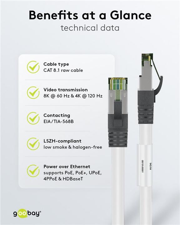 Actual product image Goobay Network cable (S/FTP, CAT8.1, 3 m)