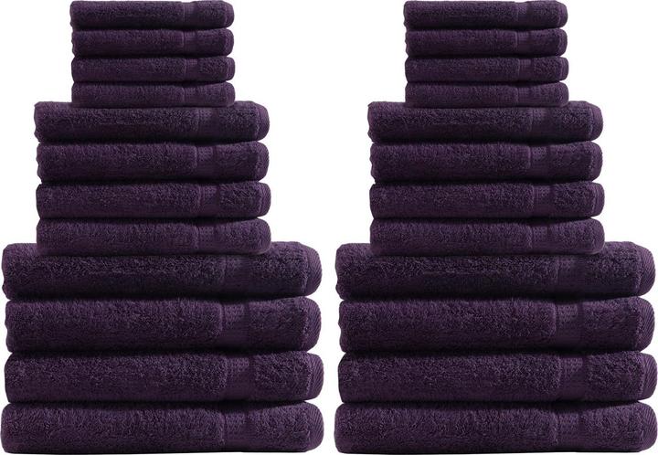 Produktbild Casativo Handtuchset 24-teilig, je 8 Gäste-, Hand- und Duschtücher, 100% Baumwolle, aubergine (100 x 50 cm, 50 x 30 cm, 140 x 70 cm)