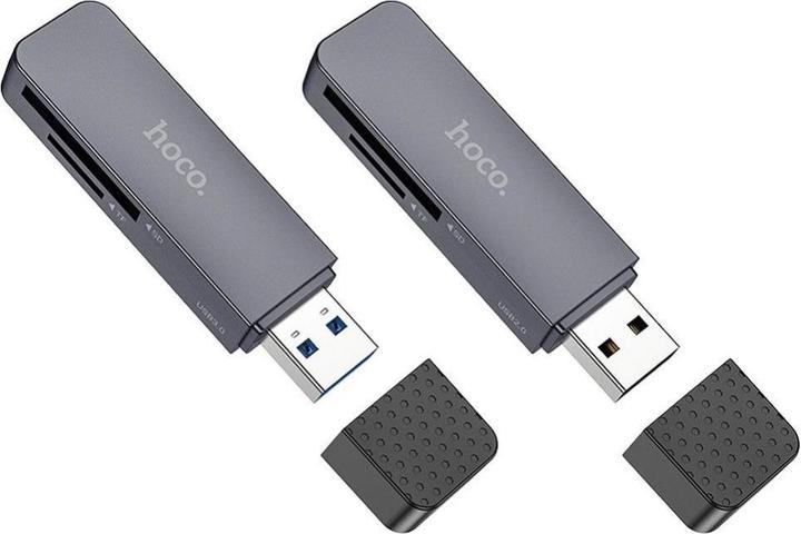 Immagine prodotto Hoco Headphone with microphone card reader 2in1 USB A 3.0 HB45 metal gray (USB 3.0)