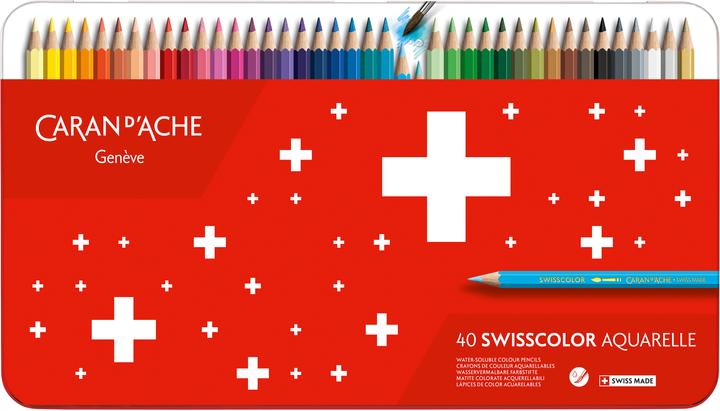 Actual product image Caran d'Ache Swisscolor metal tin coloured pencils (Multicoloured, 40 x)