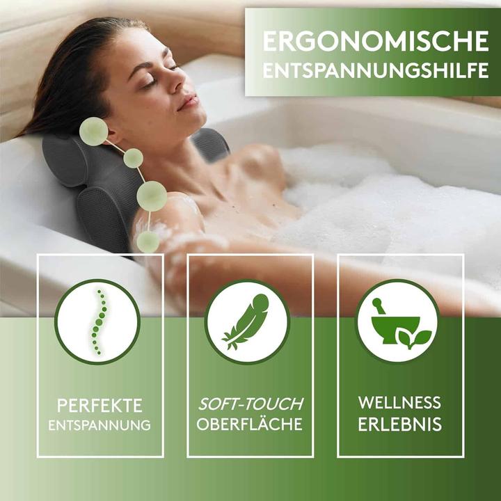 Produktbild Silverrack Badewannenkissen MEDIUM-WEICH - Nackenkissen für Badewanne mit Saugnäpfen als Badewannen-Zubehör
