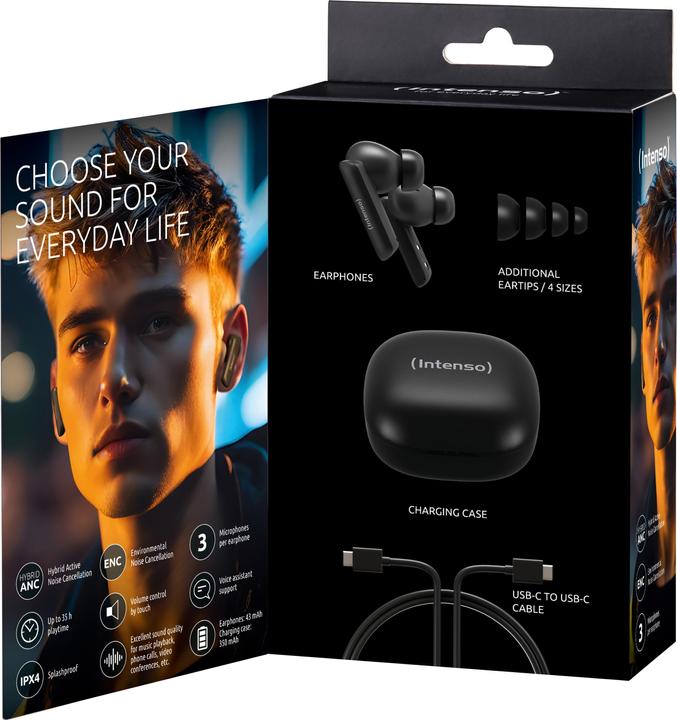 Image du produit Intenso Casque True Wireless Buds Pro T500AE noir (ANC, 9 h, Sans fil)