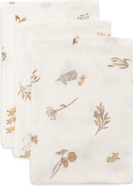 Jollein Baby-Waschlappen 3er Set 15 x 20 cm, Riverside Weiss