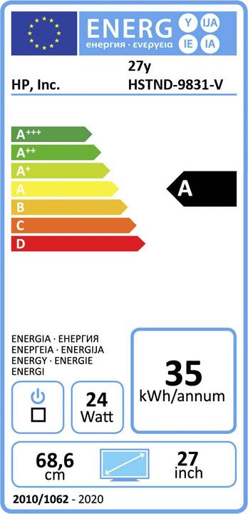 Energie-Label HP 27y (1920 x 1080 Pixel, 27")
