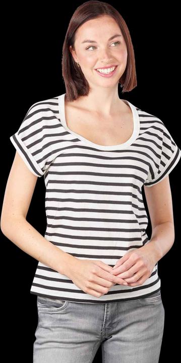 Actual product image Marc O'Polo Deep Round Neck T-Shirt Short Sleeve Multi/Black (XS)