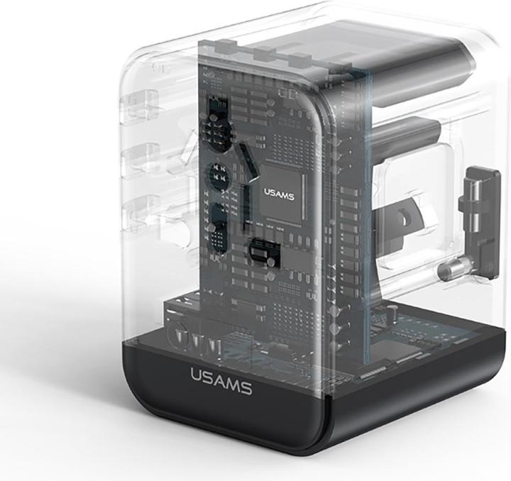 Immagine prodotto Usams Travel Charger Adapter CC309 2xUSB-C 25W 4in1 US/AU/EU/UK black (25 W)