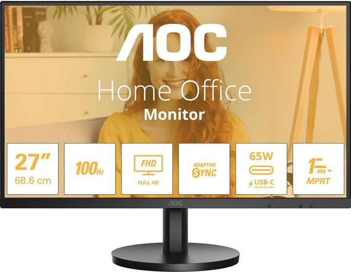 AOC 27B3CA2 IPS Monitor,,, 4ms, 1x HDMI, 1x USB-C, 2x USB 3.2, speakers (1920 x 1080 pixels, 27")