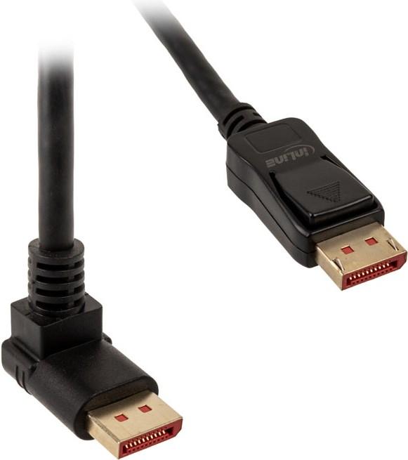 Actual product image InLine ® DisplayPort 1.4 cable, 8K4K, angled upwards, black/gold, 1m (1 m, DisplayPort)