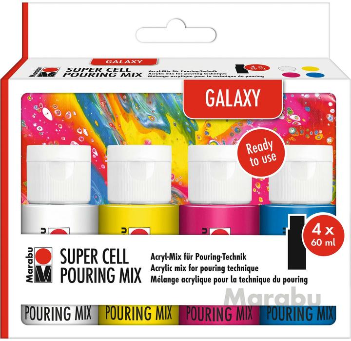 Actual product image Marabu Acrylic paint Super Cell Pouring Mix Galaxy 4 x (Multicoloured, 240 ml)
