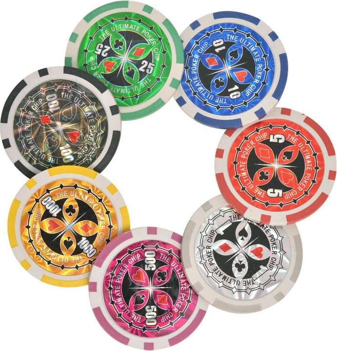 Produktbild VidaXL Kombiniertes Poker/Blackjack Set mit 600 Laserchips Aluminium