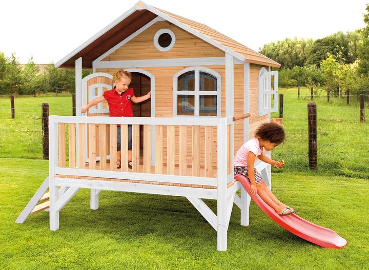 Immagine prodotto Axi Stef Playhouse marrone/bianco con scivolo rosso