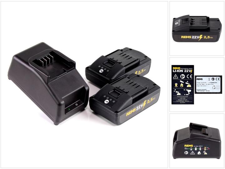Rems Kit batterie Power Pack 21,6V (22V max) avec 2x batterie 2,5Ah + chargeur 90W ( 571585 )