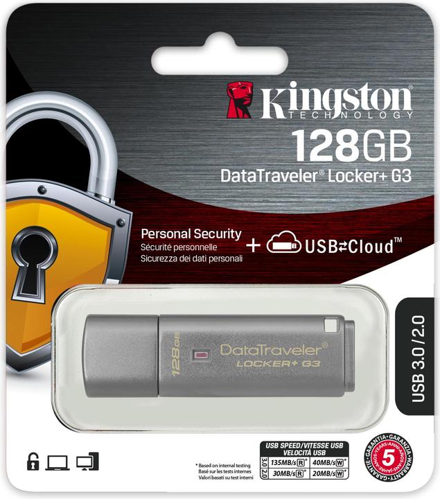 Produktbild Kingston DataTraveler Locker+ G3 (128 GB, USB-A)