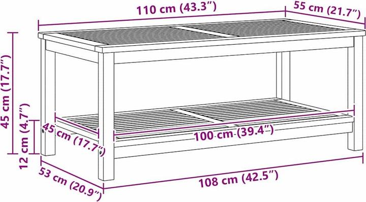 Immagine prodotto VidaXL Tavolino da caffè (110 x 55 x 45 cm)