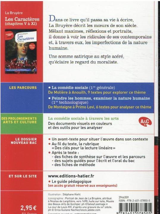 Produktbild Les caractères : chapitres V à XI (1688-1696) (Französisch, La Bruyère Jean de, 2021)
