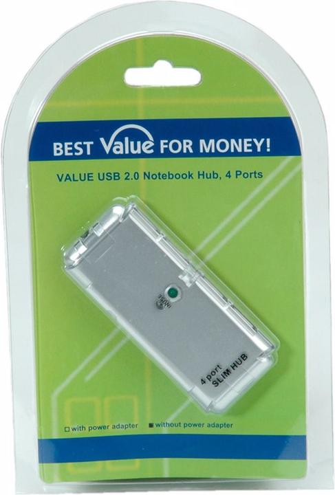 Produktbild Value USB 2.0 Notebook Hub, 4 Ports, ohne Netzteil (USB-A, 4 Ports)