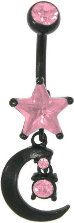 Image du produit Bijouteria Piercing nombril (Cristallin, Revêtement PVD (noir), Acier chirurgical 316L)