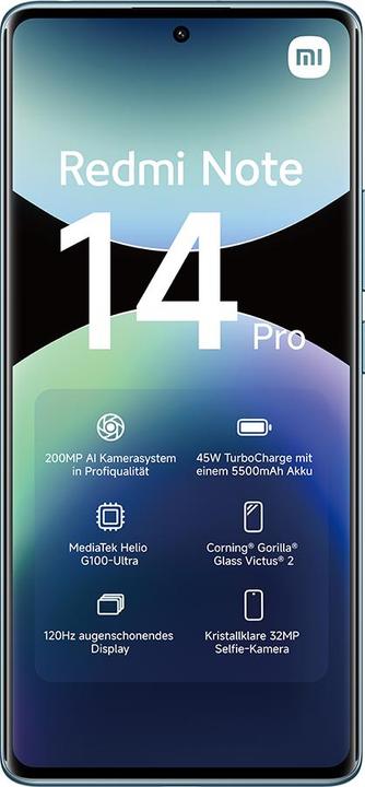 Actual product image Xiaomi Redmi Note 14 Pro (256 GB, Ocean Blue, 6.67", Dual SIM, 209.72 Mpx, 4G)