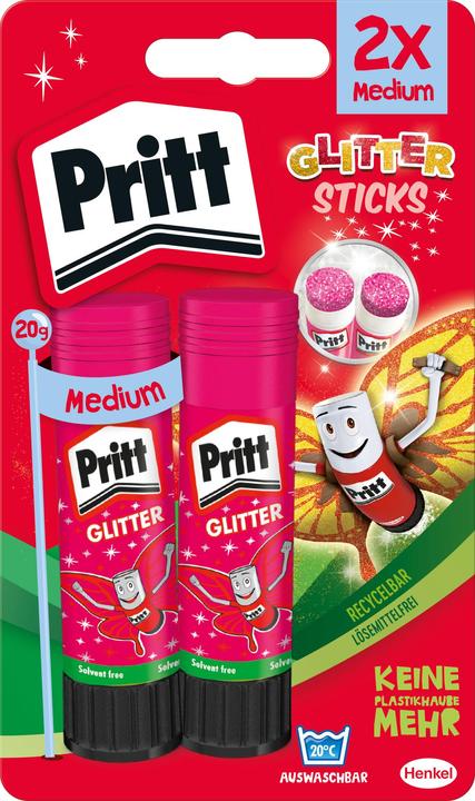 Immagine prodotto Pritt Set di stick di colla Glitter 20 g, 2 pezzi, rosa