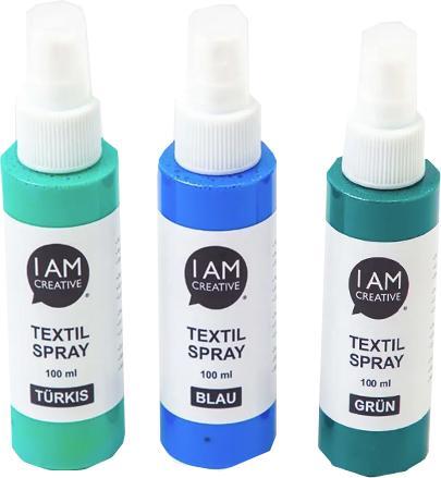 Produktbild I Am Creative Textilspray Set, 100ml, 3 Stk. (Grün, Blau, Türkis, 100 ml)