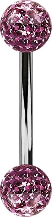 Star Piercing Banane silber mit zwei Kristallkugeln hellviolett Epoxy Schutzschicht (ohne Messing, Titan G23)