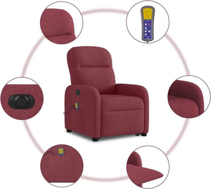 Immagine prodotto VidaXL Poltrona massaggiante elettrica con ausilio per l'assistenza in piedi in tessuto rosso vino