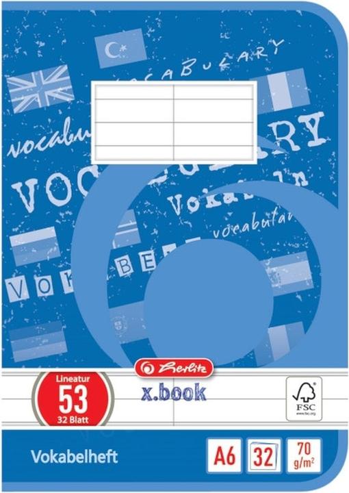 Produktbild Herlitz Vokabelheft x.book, DIN A6, 2-spaltig, 32 Blatt (A6, Liniert, Harter Einband)