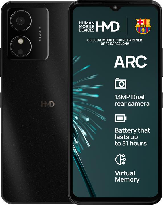 HMD Arc Phone, 64GB/2GB, black (64 GB, Shadow Black, 64 Mpx)