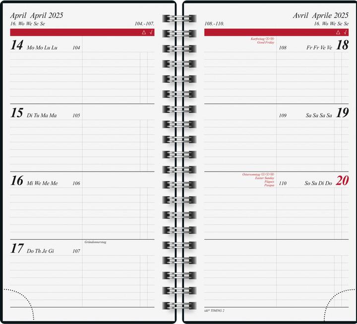 Actual product image Ridoide Pocket agenda Timing 2 2025 410401525 1W/2S Confetti ML 9.3x17.2cm (A6, German, English, French, Italian)
