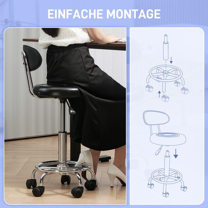 Actual product image Swisshandel24 Rollhocker höhenverstellbar Drehhocker Drehbar Salon Hocker mit Lehne, Rädern