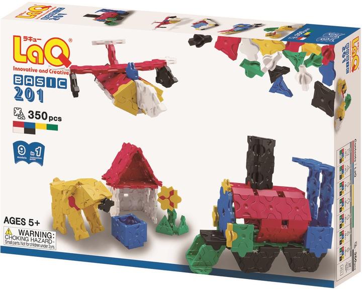 Actual product image LaQ Japanese educational constructor "Basic 201" (350 details, 9 schemes, 6 colors)