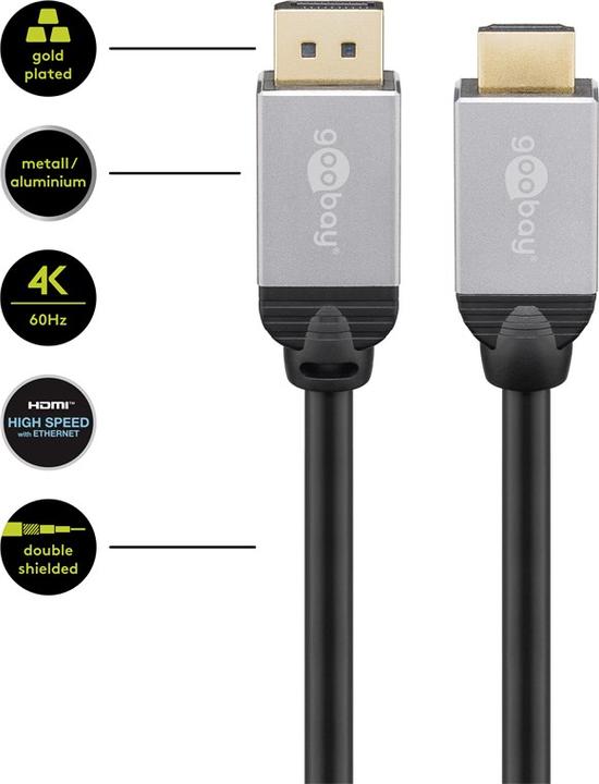 Actual product image Goobay DisplayPort — HDMI (Typ A) (1 m, DisplayPort, HDMI)