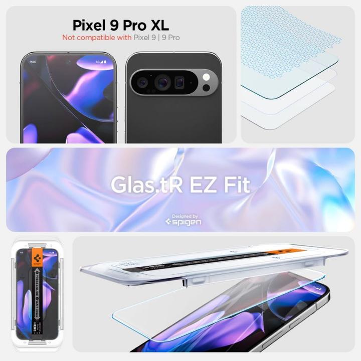 Produktbild Spigen EZ Fit Gehärtetes Glas Clear Displayschutzfolie Google Pixel 9 Pro XL 2-Pack (2 Stück, Google Pixel 9 Pro XL)