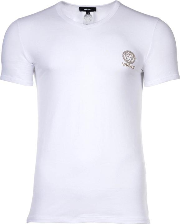 Produktbild Versace T-Shirt Short Sleeves V Neck Jersey Topeka Bi-Stretch Cotton Organic New Logo (XL)