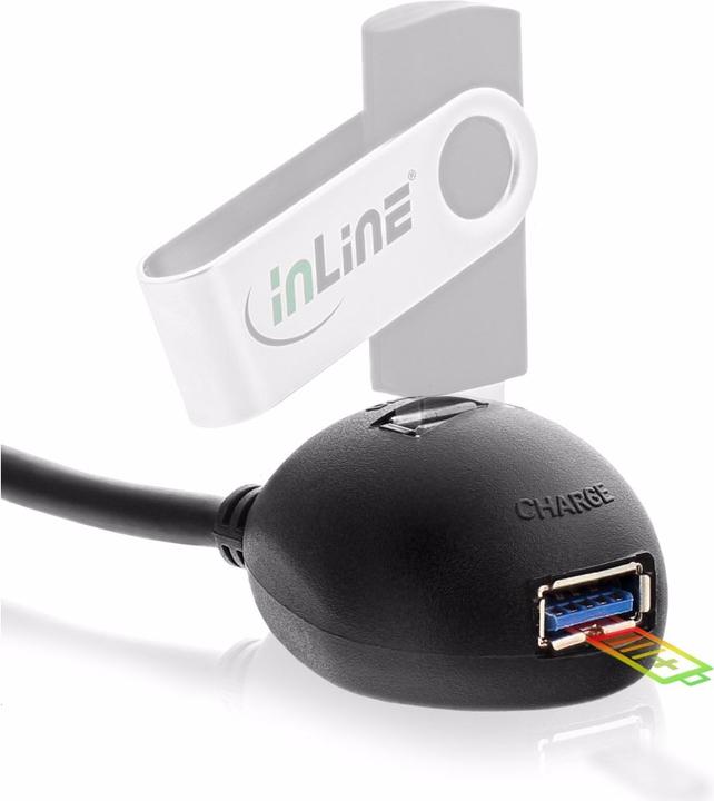 Immagine prodotto InLine Prolunga USB 3.0 A maschio/femmina nero con supporto 1m (1 m, USB 3.2 Gen 1)
