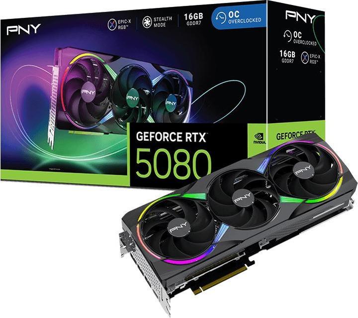 Image du produit PNY GeForce RTX 5080 ARGB Epic-X RGB Overclocked Triple Fan (16 Go)