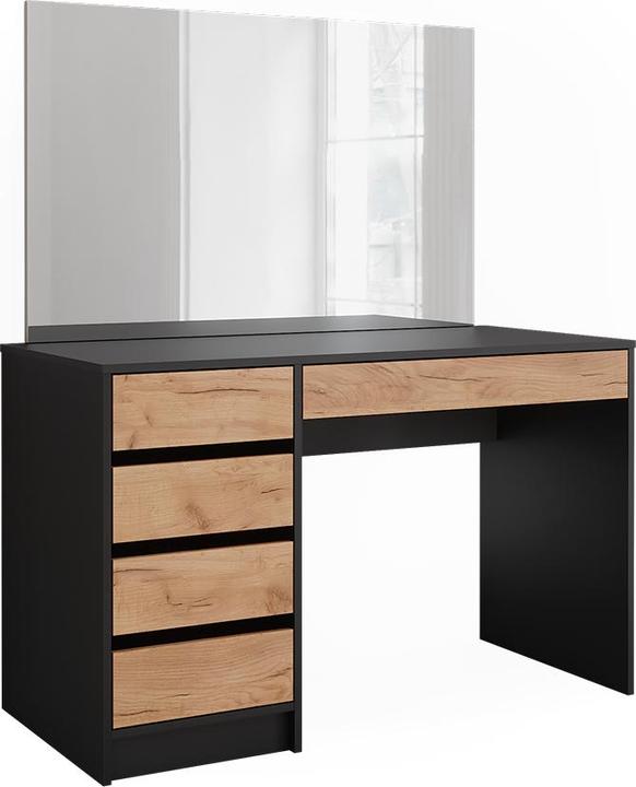 Actual product image Vicco Dressing table Sherry, Anthracite/golden oak, 120 x 75 cm with LED mirror and stool (120 x 75 x 55 cm)