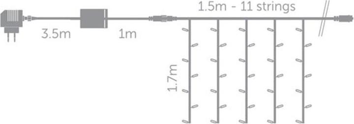 Image du produit Light Creations Cascade Light LED - 1.5 x 1.7 m - 176 LED - blanc - câble transparent - modulateur - 24 V (1.50 m)